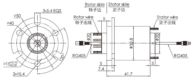 hf0103-32 чертеж кольца выскальзывания частоты высоты серии серии HF0103-32/микроволны роторный совместный