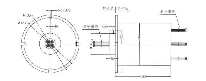 系列过孔式大电流导电滑环 系列滑环外形图纸 2M099041002M09904100